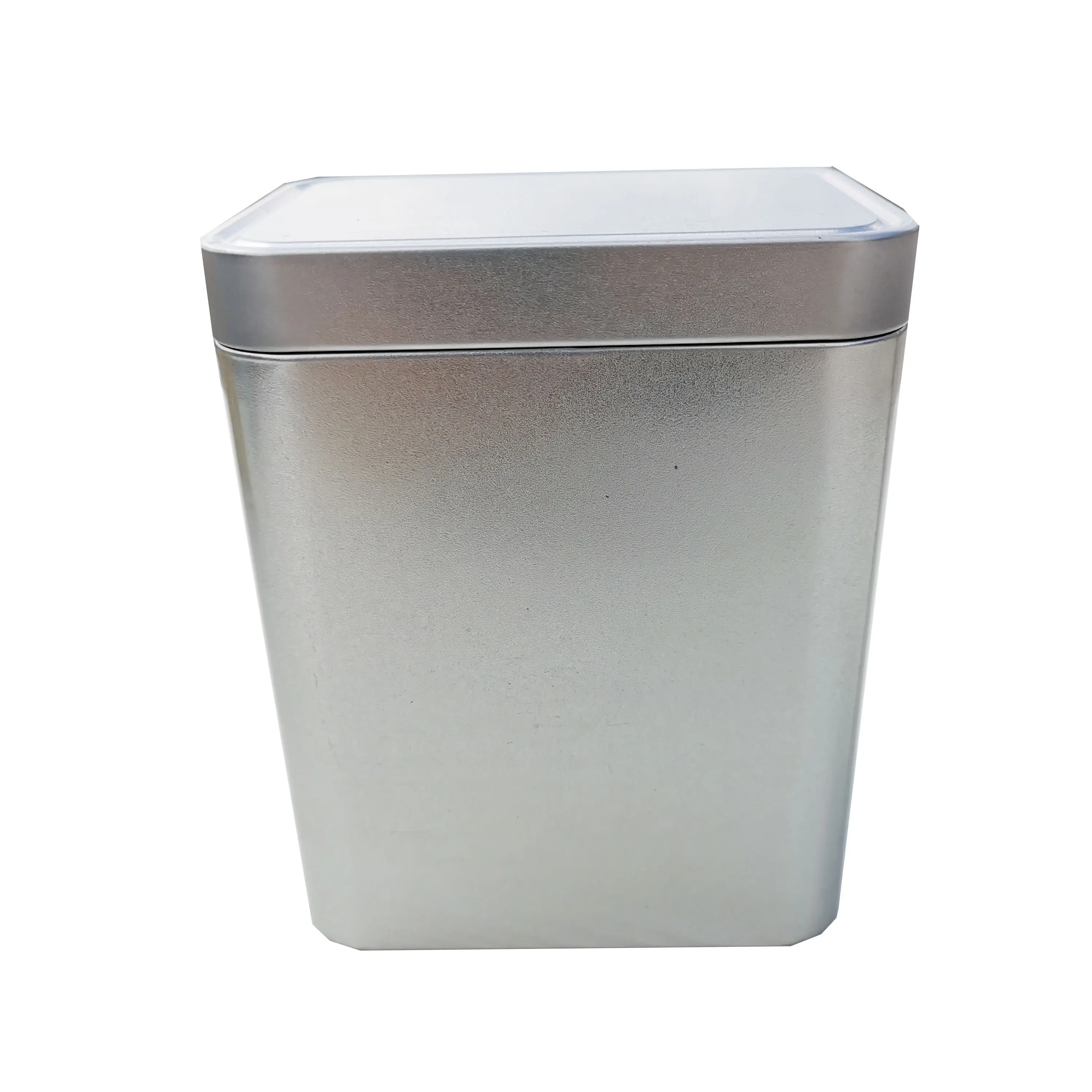 Custom best quality tin can silver square tin box with lid silver metal box for packing coffee tea tin can with airtight lid