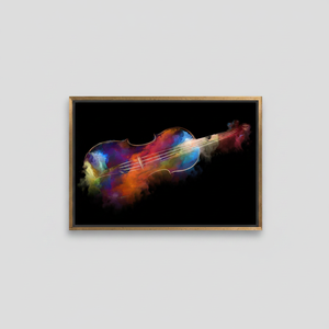 Impression sur toile de violon abstrait : cadeau pour les amateurs de musique en verre trempé, toile encadrée dorée - Product Image 2