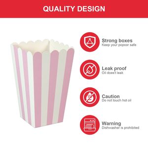 Confezione da 24 Scatole per Popcorn a Righe - Contenitori Mini in Carta per Popcorn e Caramelle, Accessori per Feste a Tema Cinema - Product Image 4