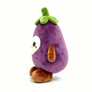Customized Soft Fluffy <b>Vegetable</b> Stuffed Animal with Smiling Face & Limbs, Fluffy eggplant stuffed animal - Product Image 4