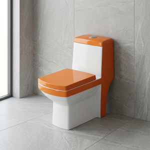 Orange Color Ceramic One Piece Water Closet Toilet <b>Floor</b> Mounted Commode With Seat Cover WC - Product Image 1