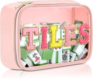 Sac de rangement pour Mahjong de grande capacité, transparent, multifonctionnel, multicolores, avec lettres brodées, pour ranger les tuiles de Mahjong - Product Image 2