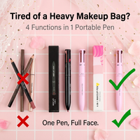 Crayon de maquillage 4-en-1 personnalisé avec logo privé OEM : crayon à lèvres, surligneur, eye-liner et crayon à sourcils 4 couleurs
