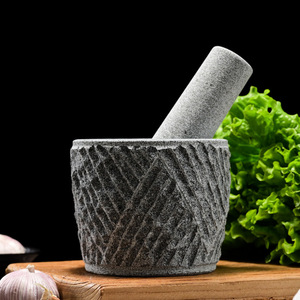 Natural Stone Garlic Mortar And Pestle Manual Grinding Tool For Kitchen Herb Spice Crushing - Product Image 1