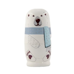 Muñeca rusa de anidación, 5 capas de madera blanca, perro grande, oso, muñeca de anidación, juguetes para niños en casa - Product Image 5