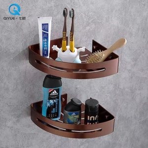 Giá rẻ treo tường màu đen vàng xám đơn Tier tam giác phụ kiện phòng tắm vòi sen nhôm góc kệ - Product Image 5