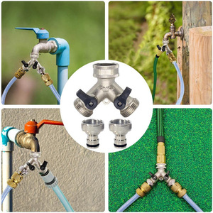 Connecteur en Y pour l'arrosage du jardin, 1/2 pouce, en alliage de zinc forgé, fileté, durable, avec vannes à embout - Product Image 3