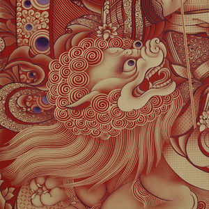 Cuadro de Pared con Marco de Mortise y Tenon de Primera Calidad, Arte en Latón, Protector del Dharma Budista, Thangka de los Cinco Dioses de la Riqueza de Vaisravana - Product Image 6