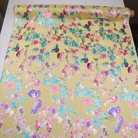 Kain Sutra Burn Out Motif Kupu-kupu Kuning Asli Berkilau Cantik dengan Bunga Opal untuk Pakaian Kemeja Pria Wanita