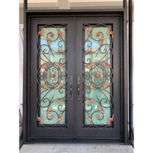 Puerta <span class=keywords><strong>de</strong></span> Hierro forjado principal francés <span class=keywords><strong>de</strong></span> entrada moderna, puerta doble - Product Image 6