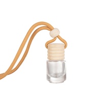 4.8ml Mini Cylindre Voiture Longe Bouteille De Parfum De Voiture Désodorisant Diffuseur Suspendu Bouteille En Verre Parfum Pendentif Avec Bouchon En Bois