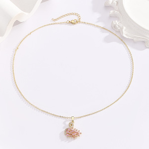 <span class=keywords><strong>Collier</strong></span> Pendentif Cygne Plaqué Or Tendance de Luxe avec Zircon Rose pour <span class=keywords><strong>Femme</strong></span>, Chaîne Fine, Bijou de Mode - Product Image 4