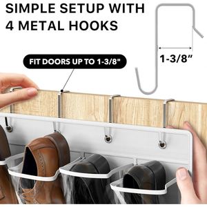 24 Pockets Over the Door Hanging <b>Shoe</b> Organizer Non-woven & Clear PVC <b>Shoe</b> Storage Bag - Product Image 3