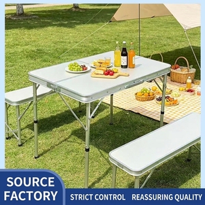 Ensemble <span class=keywords><strong>table</strong></span> et chaises pliantes portables en aluminium de haute qualité, 1 <span class=keywords><strong>table</strong></span> et 2 chaises, style <span class=keywords><strong>valise</strong></span>, personnalisable - Product Image 3