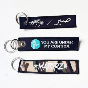 China Factory <b>Custom</b> Flight Embroidery Keychain Woven Key <b>Tag</b> With Your Own Logo - Product Image 3