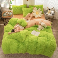 Vente chaude Couleur unie Épaissi Chaud Moderne Luxe 500TC Écologique King Fluffy Housse de couette Ensemble de literie