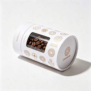 Boîte en carton cylindrique recyclable avec fenêtre de présentation, logo personnalisé pour l'emballage de grains de café et de produits secs - Product Image 2