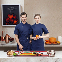 Veste de travail pour personnel de service, en polyester/coton tissé, avec logo OEM, pour serveurs, serveuses, traiteur, hôtel, restaurant, chef