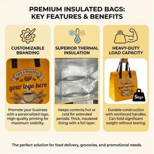 Sac isotherme personnalisé avec logo, non tissé, isolé, pour la livraison de gâteaux, de pizzas, d'épicerie, de nourriture - Product Image 3