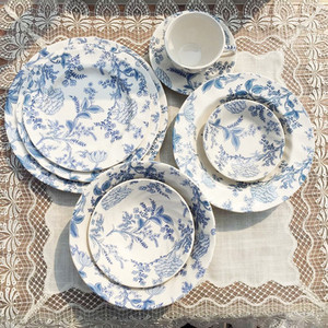 Juegos de vajilla de tulipán Retro británico de Venta caliente plato de cerámica azul y blanco clásico - Product Image 2