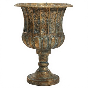 Metal Urn Planters Bronze Classic Antique Iron Plant Pots - Large Decorative Rustic Flower Pots for Indoor & Outdoor Use - Product Image 1
