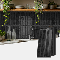 Autocollant de carrelage 3D noir mat Kit Kat 4,72x9,68 pouces, résistant à l'huile, à coller, résistant à la chaleur, en PET+PU, pour crédence de cuisine domestique