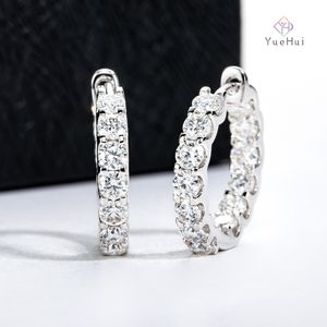Damla küme buz dışarı Vvs lüks 925 ayar gümüş kadın d renk sınıf 3mm 2.6ct yuvarlak kesim moissanit Hoop küpe - Product Image 2