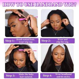 วิกผมแบบคาดศีรษะ <span class=keywords><strong>ผม</strong></span>แท้ 12A แบบตรงหยิก 20 นิ้ว วิกผมแบบคาดศีรษะ ตรงแบบยาคิ ความหนาแน่น 200% ไม่ต้องใช้กาว ไม่มีเชือกผูกด้านหน้า - Product Image 5