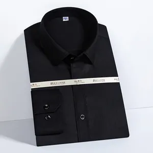 RTS कपड़ों आपूर्तिकर्ता पुरुषों की शर्ट बांस फाइबर गैर-लोहा स्टैंड-अप कॉलर लंबी आस्तीन व्यापार पोशाक शर्ट पुरुषों के लिए