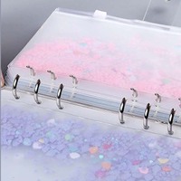 Pochette de rechargement personnalisée transparente A6 pour classeur, carnet, agenda, pochette à 6 anneaux en PVC avec paillettes et fermeture éclair pour espèces