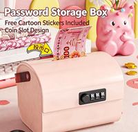 Boîte de rangement pour enfants avec serrure à code, poignée intégrée, motif dessin animé mignon, organisateur portable pour souvenirs, jouets et articles divers, usage domestique – Meilleure vente