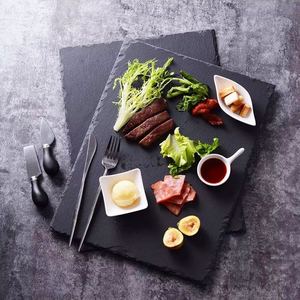 Plato de Pizarra Natural Black Rock, Estilo Vintage, Plato para Bistec, Plato para Postre de Restaurante <span class=keywords><strong>Occidental</strong></span>, Plato para Sushi, Apto para Microondas - Product Image 4
