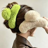 Vente en gros de pinces à cheveux vintage pour femmes, pinces à cheveux en fourrure de lapin de luxe, extra grandes (15 cm), nouvelles, accessoires pour cheveux