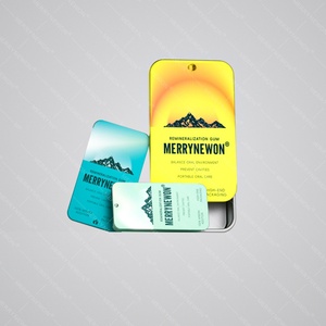Rectangular Slide Top <b>Containers</b> Push- Pull Tin Box for Chewing Gum Printed <b>Small</b> Silver Rectangular Slider Tin with Mints - Product Image 2