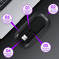 Mouse Officr nirkabel transparan, Mouse ramping nirkabel Mode ganda dapat diisi ulang tanpa kabel untuk Laptop Tablet PC