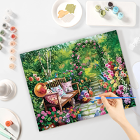 Lukisan dengan Angka untuk Dewasa Kit Bunga Taman Seni Dinding Modern Gambar untuk Dekorasi Rumah 40x50cm/16x20inci Tanpa Bingkai
