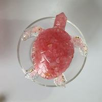 Figurine de tortue en résine avec éclats de cristal naturel, pierre de guérison, ornement, plusieurs couleurs au choix, cadeau