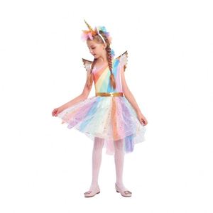 Nouvelle Arrivée MS 2026 : Ensemble Robe et Perruque Licorne pour Filles – Costume de Performance Princesse pour Halloween - Product Image 3