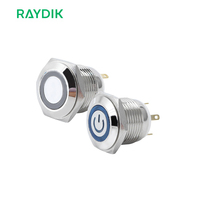 Sakelar Tombol Tekan Logam Anti-Vandal Tahan Air 19mm 22mm 5v 12v Ip67 ON OFF Momentary Latch Dengan LED