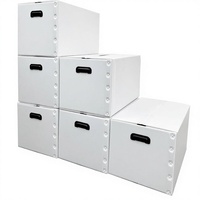 Boîtes de rangement en plastique avec couvercles 55qt (19.7x13.8x11.8") Lot de 6 Boîtes de déménagement pliables avec poignées Double couche creuse antichoc