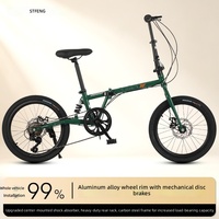 Nouveau vélo de route pliable pour adulte de 20 pouces, à trois plis, 6 vitesses, cadre en acier à haute teneur en carbone, double frein à disque, fourche intégrée
