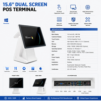 Système de point de vente tactile 15,6 pouces fabriqué en Chine, compatible Intel I5/I7, Windows 10, terminal de caisse pour la vente au détail, 4G/WiFi/NFC/Bluetooth 5.2