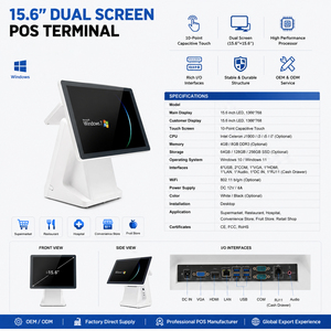 ระบบ POS แบบสัมผัสขนาด 15.6 นิ้ว ผลิตในจีน ใช้ Intel I5/I7 รองรับ <span class=keywords><strong>Windows</strong></span> 10 เครื่องบันทึกเงินสดสำหรับร้านค้าปลีก รองรับ 4G/WiFi/NFC/Bluetooth5.2 - Product Image 3