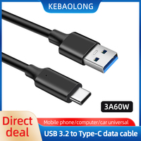 USB3.0 ke Tipe C Universal Data Line 10Gbps Hard Disk & 3A60W pengisian daya ponsel PD pengisian daya cepat untuk penggunaan kamera & Komputer