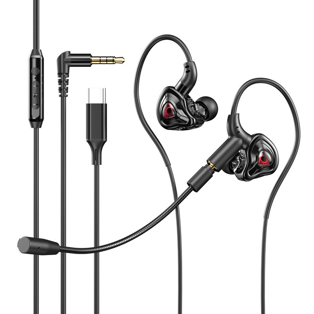 Wired Gaming Earbuds with Microphone Deep Bass In-Ear Monitors Earphones HiFi Noise Cancelling Headphones for Music Gaming