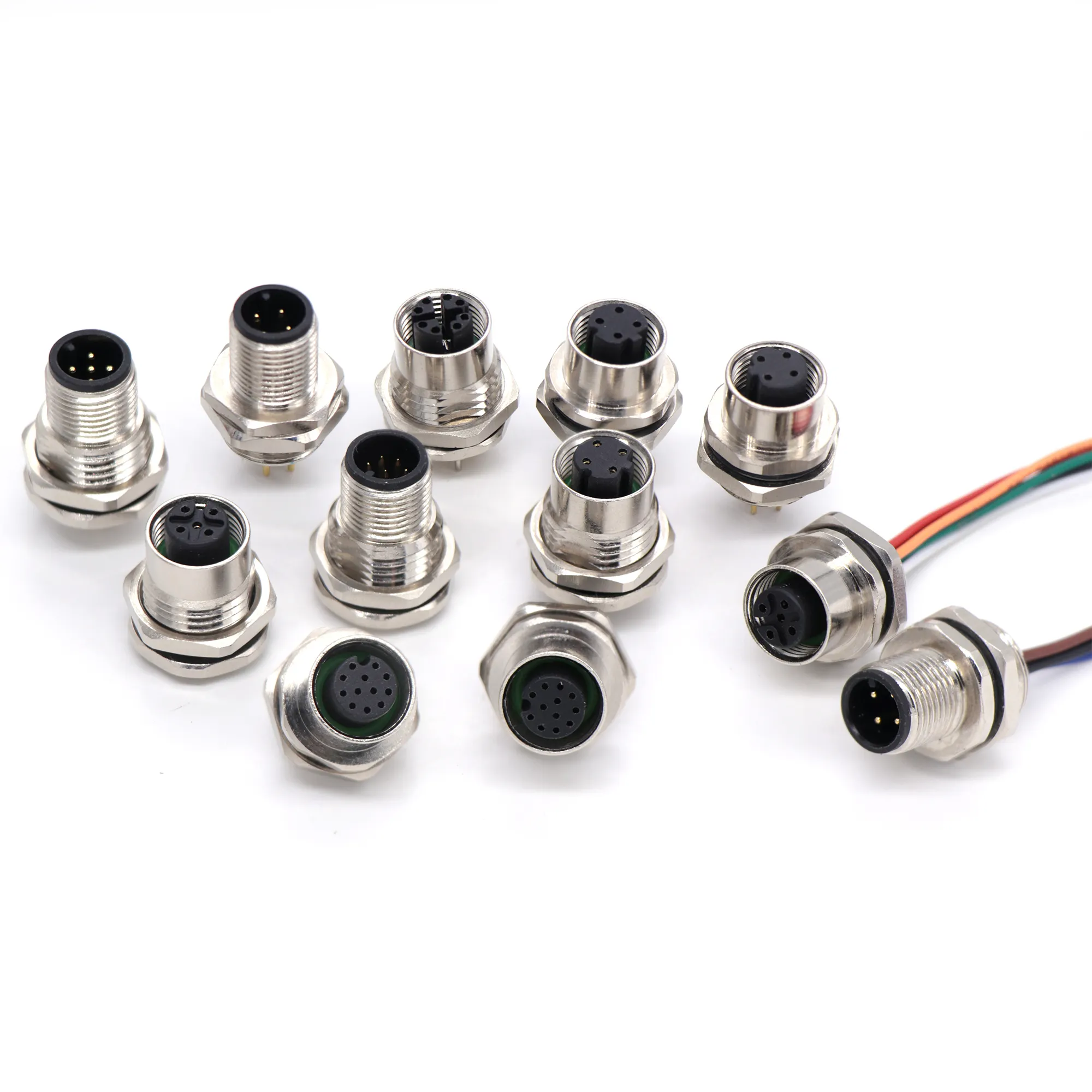 M12 Connector Straight End Elbow 3-core 4-core Industrial Manufacturer's Waterproof Circular Sensor Plug