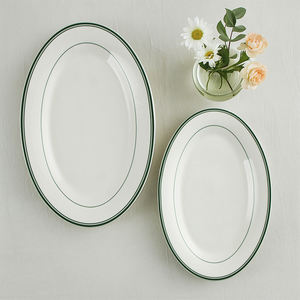 Assiettes à dîner en céramique TQ blanches et vertes, restaurant, steak, pâtes, <span class=keywords><strong>pizza</strong></span>, plat personnalisé rond/ovale, plateau de service, assiettes et plats - Product Image 1