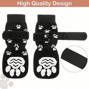 Chaussettes antidérapantes pour chien avec sangle réglable, protège-pattes respirants pour animaux de compagnie, chaussons chauds en tricot pour chat pour sols durs intérieurs, lot de 4 pièces - Product Image 5