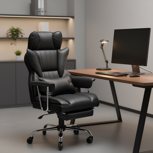 Silla Ejecutiva de Oficina en Cuero PU, Capacidad de 400 Libras, Altura Ajustable, Soporte Lumbar Reclinable, Ruedas Silenciosas, Marco Metálico - Product Image 2