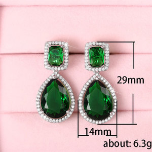 Eleganti Orecchini Pendenti a Goccia Verdi per Donne, Forma a Pera con Pietre Scintillanti, Gioielli da Sera e da Sposa, Vendita all'Ingrosso - Product Image 5